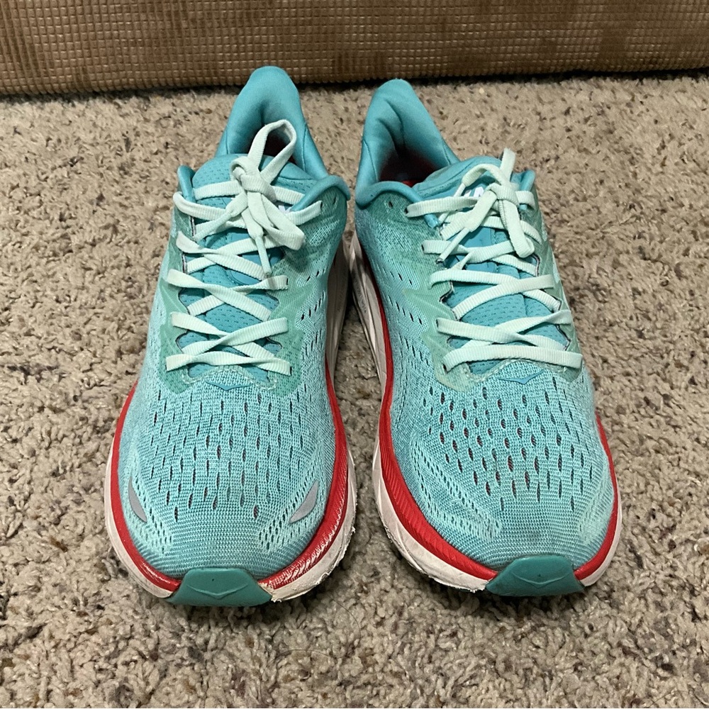 Hoka Women's Teal and Red Athletic Shoes 9B - Picture 8 of 13
